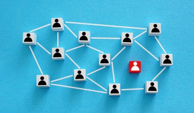 Bağlı figürler ve sosyal dışlanmayı sembolize eden izole edilmiş bir figür.