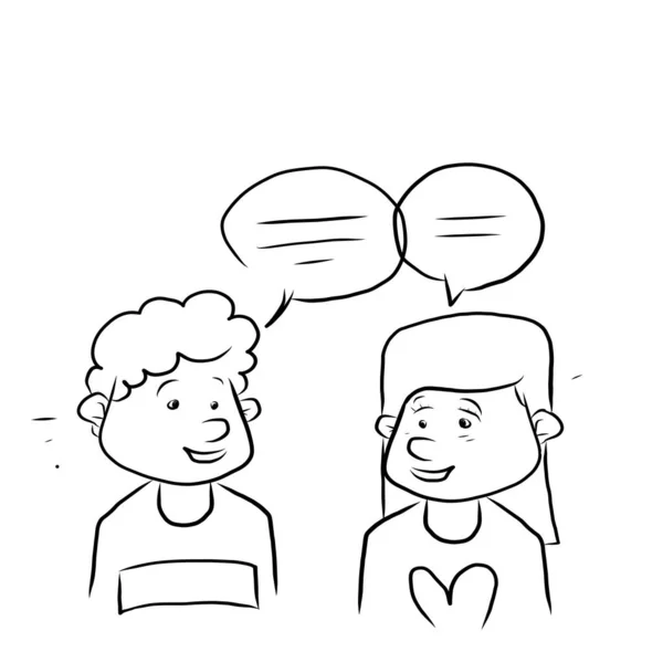Dibujar Mano Garabato Personas Conversación Ilustración — Vector de stock