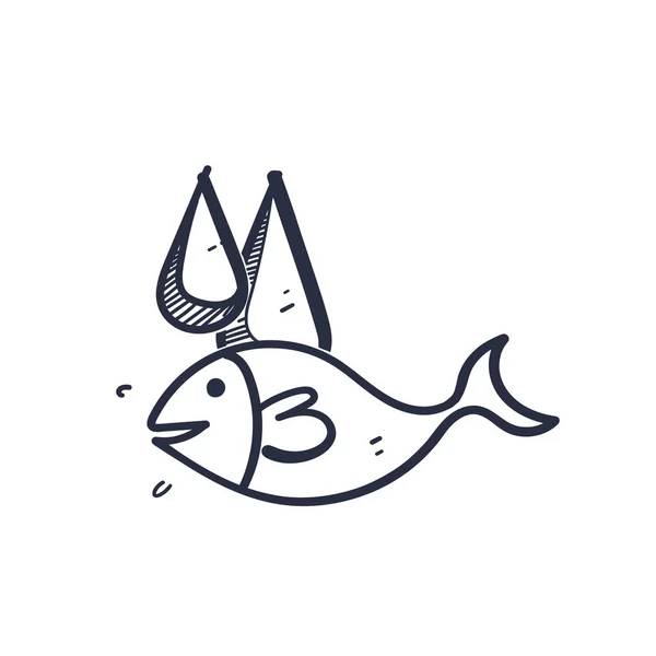 手描きのドア油魚イラストベクトル — ストックベクタ