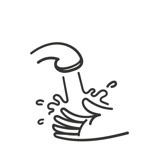 Mão Desenhada Doodle Lavar Mãos Com Água Torneira Ilustração — Vetor de Stock