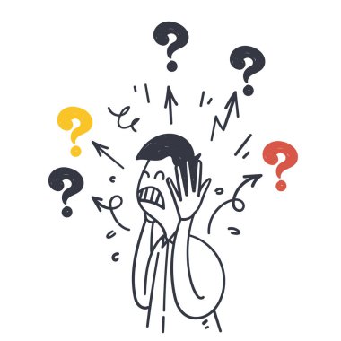 El çizimi karalama Seçimi illüstrasyon vektörü için kafası karışık kişi izole et