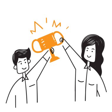 El çizimi insanlar kupayı bir arada tutuyorlar.