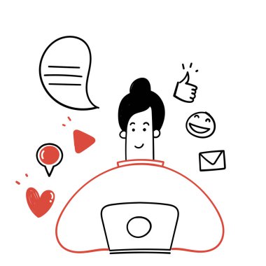 El çizimi İnternet sosyal ağ çizimi çizim vektörü