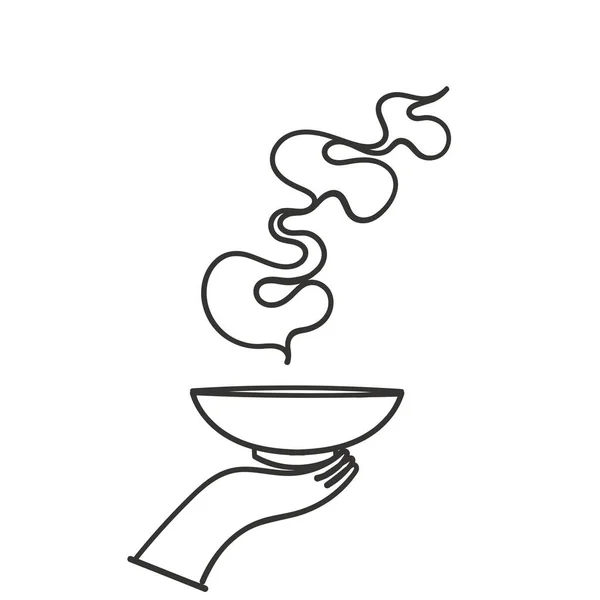 Nourriture Gribouiller Dessinée Main Dans Bol Avec Illustration Vapeur Chaude — Image vectorielle