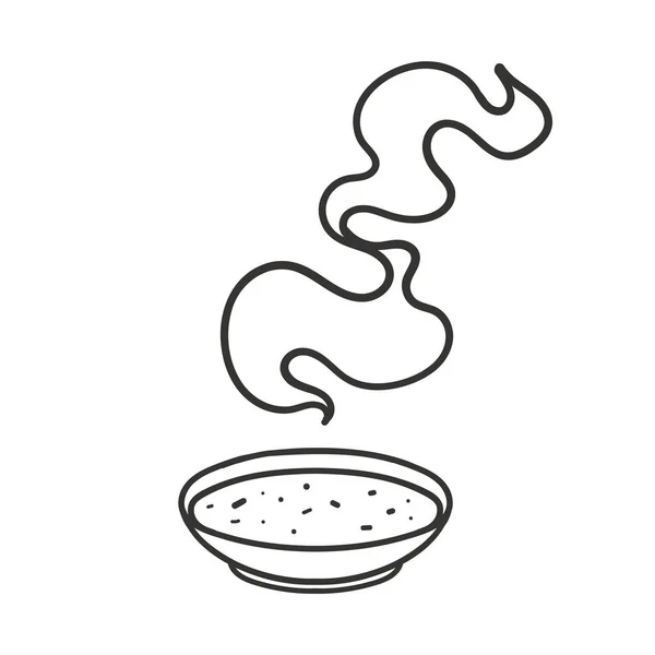 Kézzel Rajzolt Doodle Élelmiszer Egy Tálban Forró Gőz Illusztráció — Stock Vector