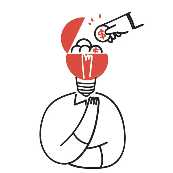 Handgetekende Doodle Zet Munt Bol Symbool Voor Het Investeren Idee — Stockvector