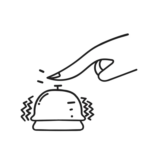 Dessin Main Doodle Personne Main Sonnerie Service Cloche Illustration — Image vectorielle