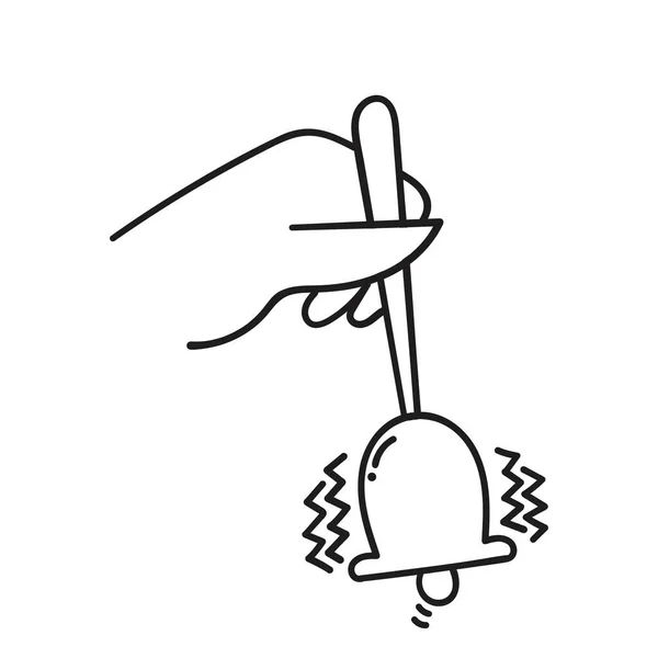 Hand Getekend Doodle Persoon Hand Rinkelen Dienst Bel Illustratie — Stockvector