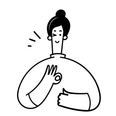 El çizimi insan eli Tamam işaret çizim vektörü