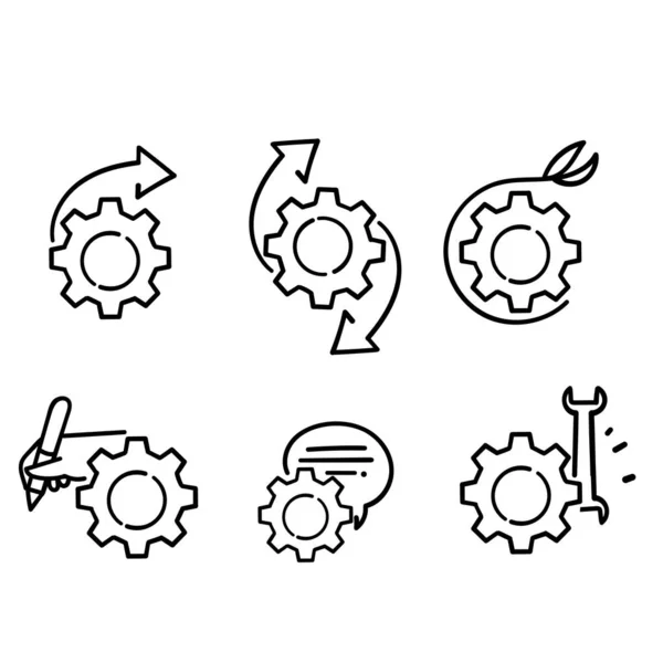 Mecanismo Engrenagem Doodle Desenhado Mão Vetor Ilustração Relacionado — Vetor de Stock