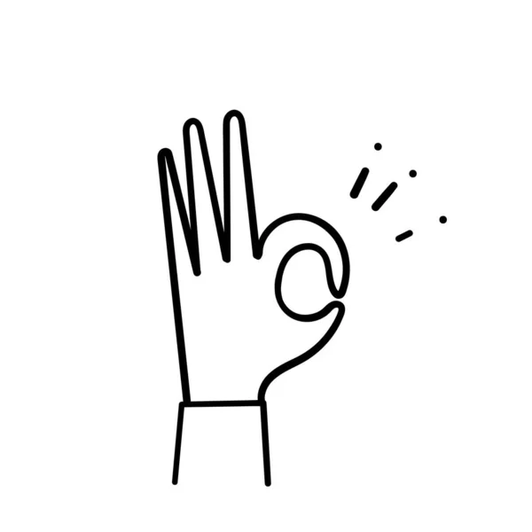 Ручной Рисунок Рисунок Руки Человека Окей Знак Иллюстрации Вектор — стоковый вектор