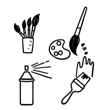 El çizimi karalama fırçalar ve resimle ilgili resimler.