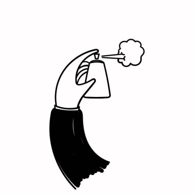 El çizimi karalama el spreyi parfüm şişesi