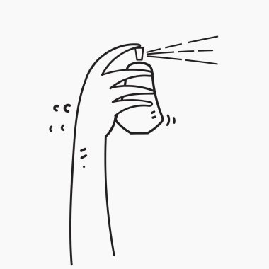 El çizimi karalama el spreyi parfüm şişesi