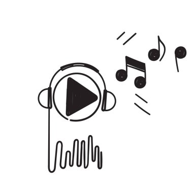 El çizimi doodle çalma müzik düğmesi illüstrasyon vektörü