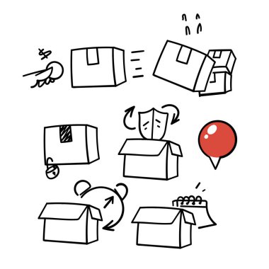 El çizimi karalama paketi teslimatı illüstrasyon simgesi