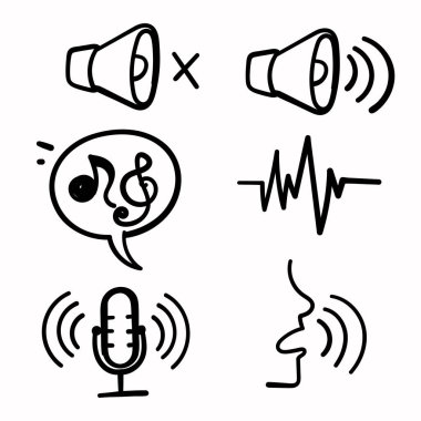 El çizimi doodle ile ilgili ses simgesi illüstrasyonu