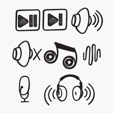 El çizimi doodle ile ilgili ses simgesi illüstrasyonu