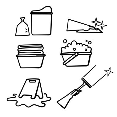 El çizimi karalama temizleme simgesi koleksiyonu bağlantılı