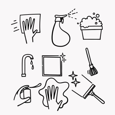 El çizimi karalama temizleme simgesi koleksiyonu bağlantılı