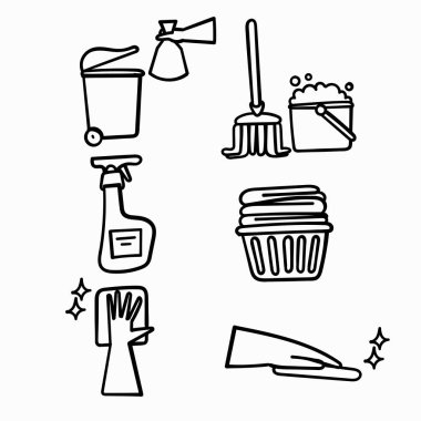 El çizimi karalama temizleme simgesi koleksiyonu bağlantılı