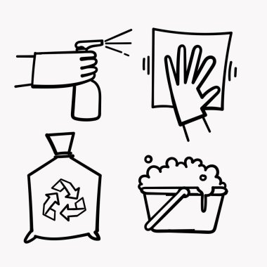 El çizimi karalama temizleme simgesi koleksiyonu bağlantılı