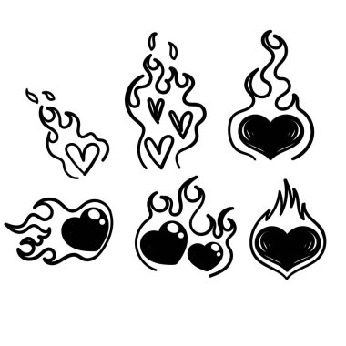 El çizimi karalamalar, ateş resimlerinde aşk.