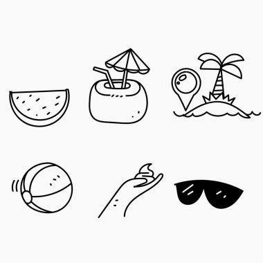 Doodle Yaz Sahil ikonu Koleksiyonu