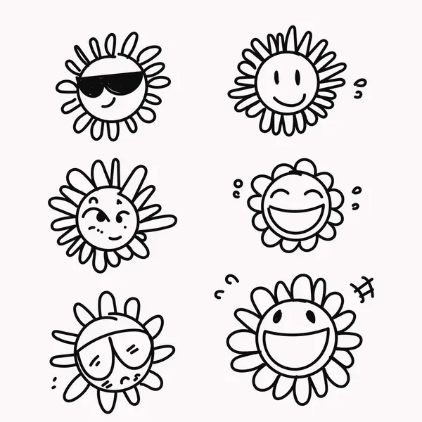 Komik bir yüz çizimi olan papatya çiçeği karakteri