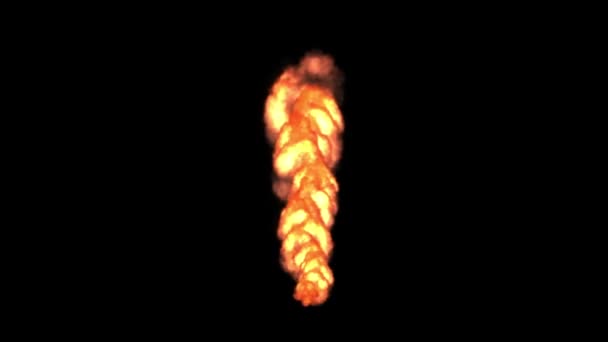 Fire Stream Motion Graphics Met Effen Zwarte Achtergrond — Stockvideo