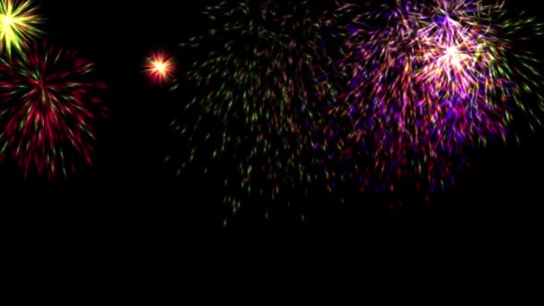 Colorful Fireworks Motion Graphics Night Background — Wideo stockowe