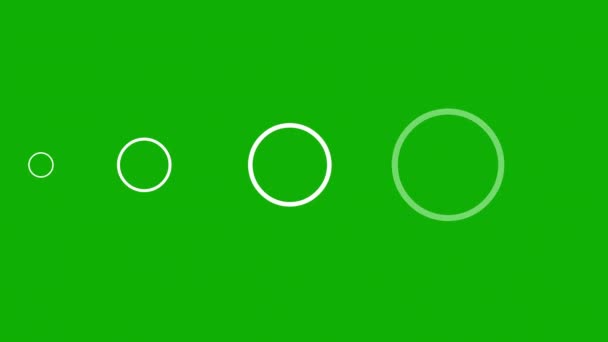 Rostoucí Bílé Kruhy Vzor Pohybu Grafiky Zeleným Pozadí Obrazovky — Stock video
