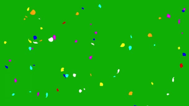Взрыв Красочные Конфетти Частицы Движения Графики Зеленым Фоном Экрана — стоковое видео