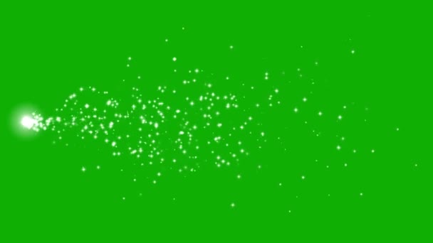 闪烁的粒子从绿屏背景的恒星流出来 — 图库视频影像