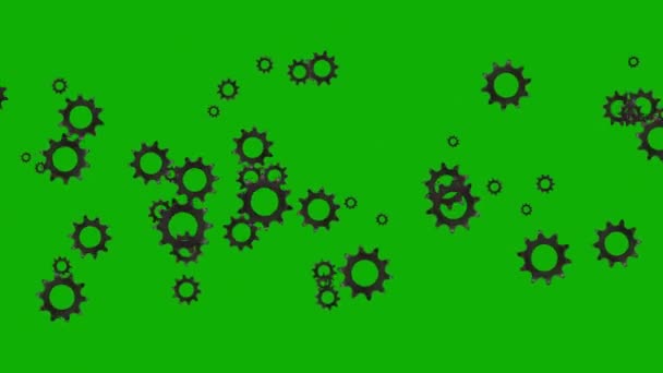 带绿色屏幕背景的旋转齿轮运动图形 — 图库视频影像