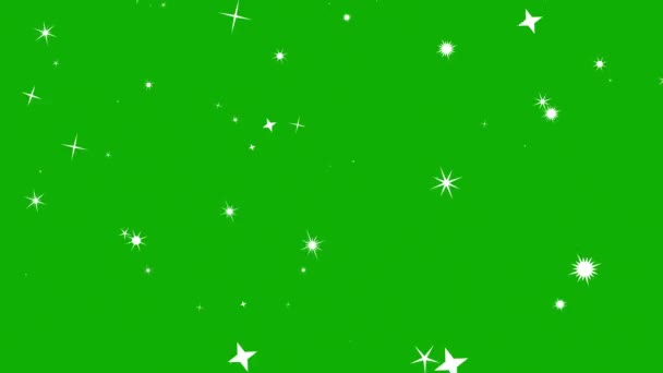 Падающие Звезды Графика Движения Зеленым Фоном Экрана — стоковое видео