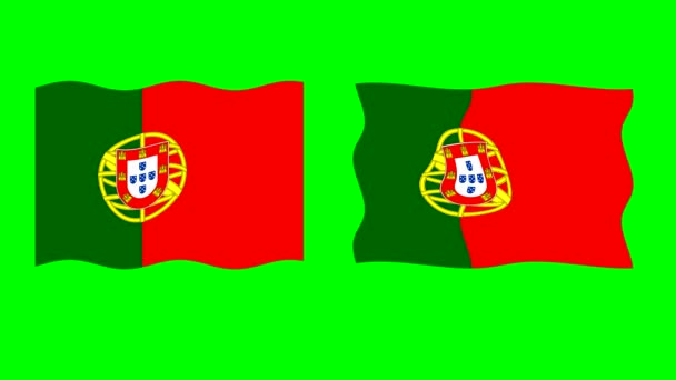 Wellen Portugal Flagge Bewegungsgrafik Mit Grünem Bildschirm Hintergrund — Stockvideo