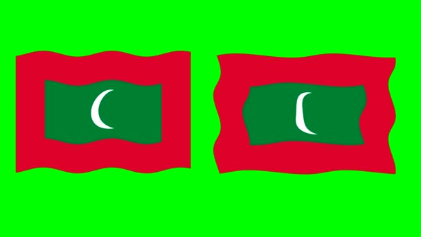 Волнистые Мальдивы Флаг Графики Движения Зеленым Фоном Экрана — стоковое видео