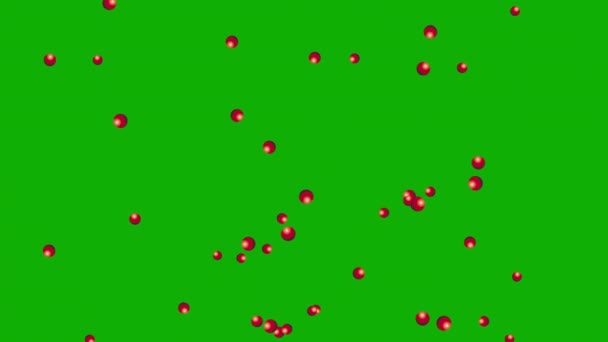 Літаючі Червоні Кульки Графіки Руху Зеленим Екраном Фону — стокове відео