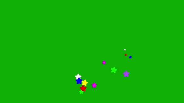 緑の画面の背景を持つ色の星の動きのグラフィック — ストック動画