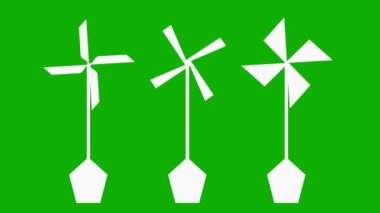 Dönen rüzgar türbinleri yeşil ekran arkaplanlı hareket grafikleri