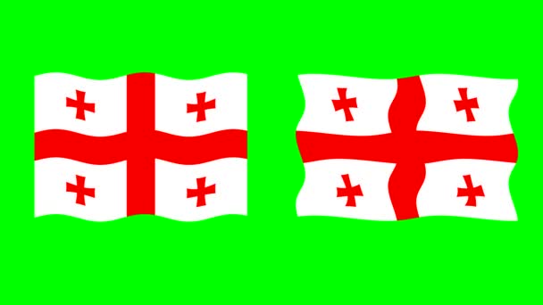 Волнистый Джорджия Флаг Графики Движения Зеленым Фоном Экрана — стоковое видео