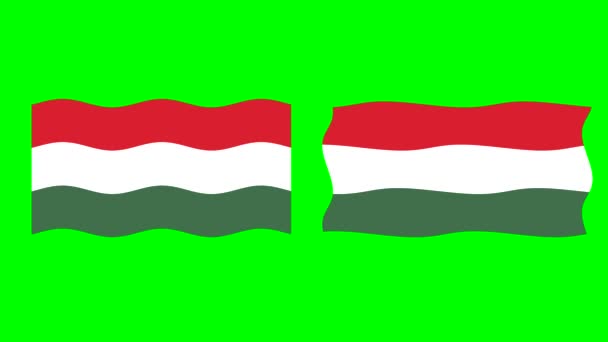 带有绿色屏幕背景的Wavy匈牙利国旗运动图形 — 图库视频影像