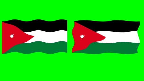 緑の画面の背景を持つ波ヨルダンの旗の動きのグラフィック — ストック動画