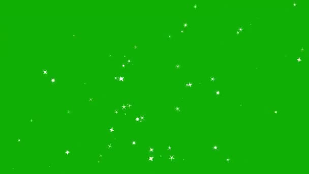 Sprinkling Sterren Motion Graphics Met Groene Achtergrond Scherm — Stockvideo