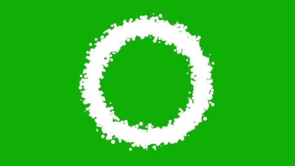 Vita Partiklar Cirkel Rörelse Grafik Med Grön Skärm Bakgrund — Stockvideo