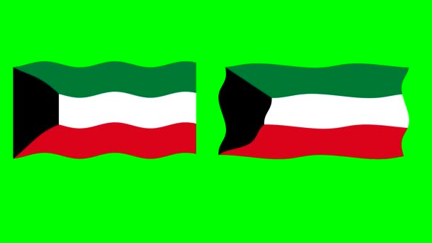 Wavy Kuwait Bandera Gráficos Movimiento Con Fondo Pantalla Verde — Vídeos de Stock