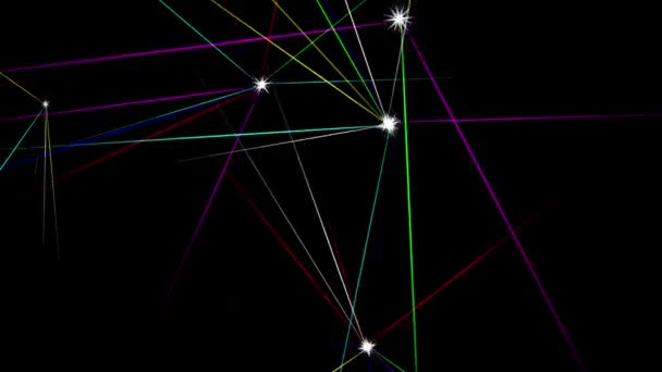 Coloridos Rayos Luz Láser Gráficos Movimiento Con Fondo Nocturno — Vídeos de Stock