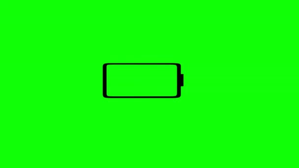Bewegingsgrafieken Met Laag Batterijsymbool Met Groene Achtergrond — Stockvideo