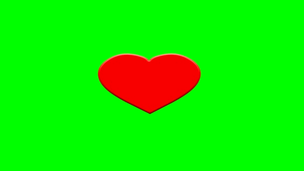 Červené Srdce Pulzace Pohybové Grafiky Zelenou Obrazovkou Pozadí — Stock video